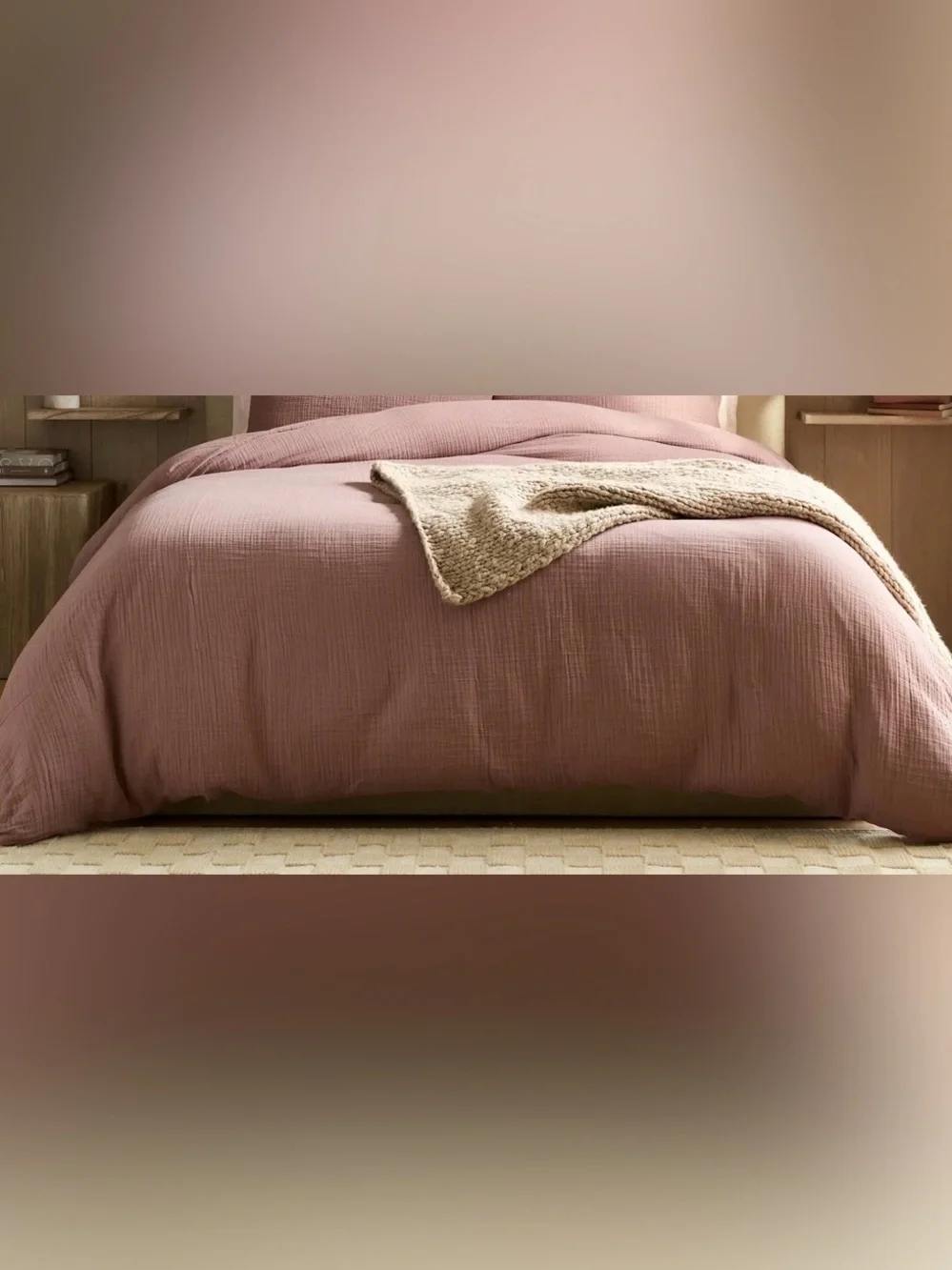 NEW Quince Organic Cotton Gauze Duvet Cover, King/Cal (Clay)